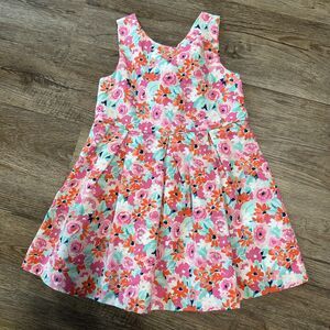 Janie and Jack Girls 2T Floral Pique Dress Sleeveless Pink Bow Spring Easter